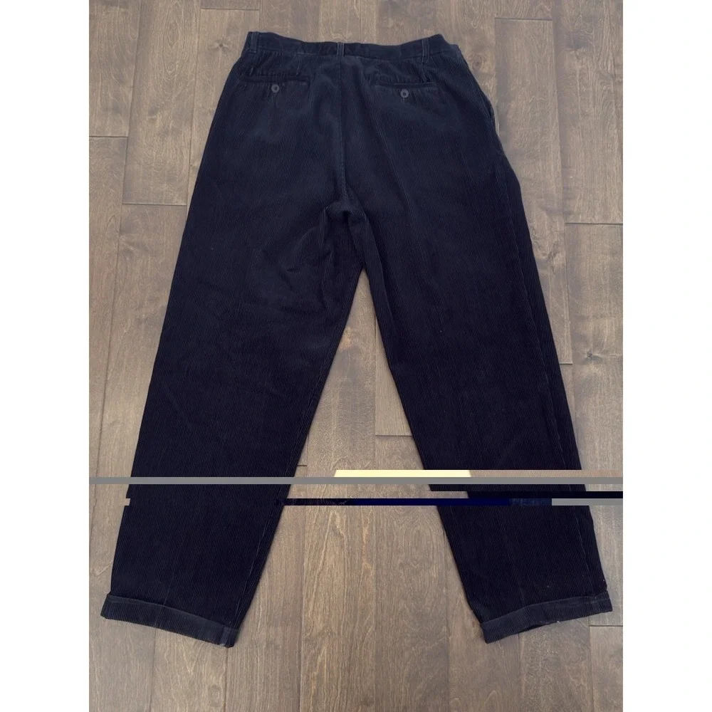 VTG Ivy Crew Lot Of‎ 2 Classic Pleated Corduroy Mens Size 38X34 Navy/Beige Pants